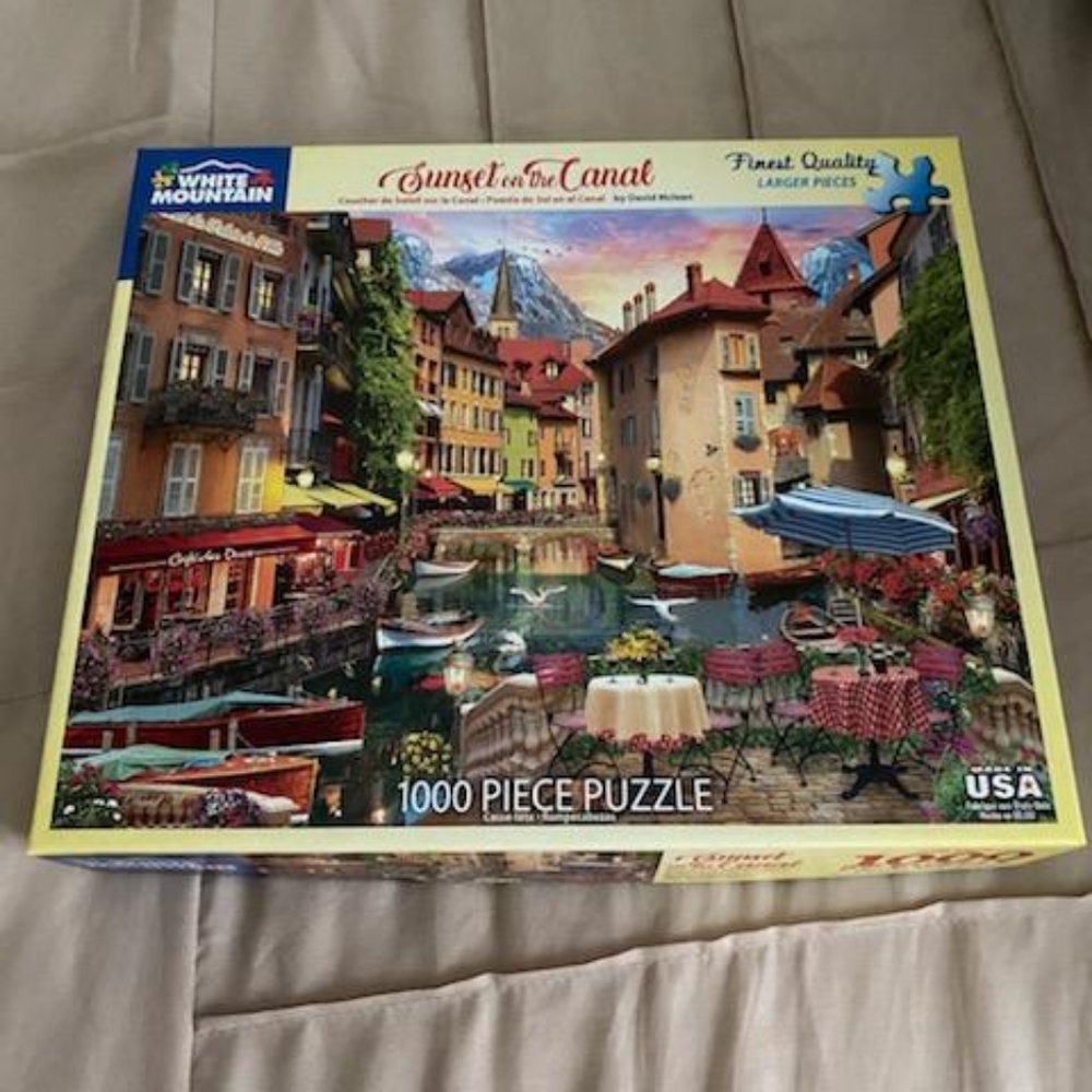 White Mountain Puzzle 1000 piece, "Sunset on the Canal"